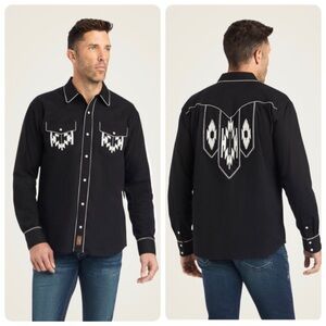 Ariat Men's Chimayo Retro Snap Shirt in Black, Size S.